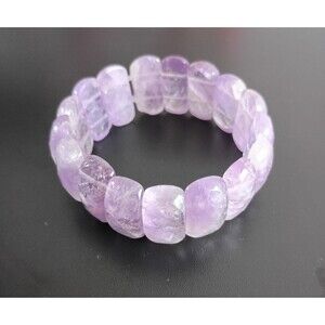 Faceted Oval Amethyst beads 10x24mm Gemstone, Stretch bracelet